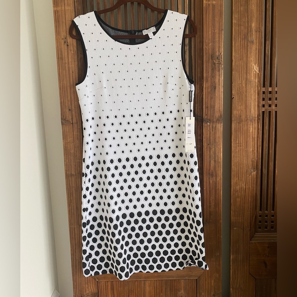 Scalpa Lauren Perre white and black dress  dotted NWT L